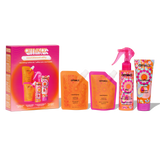 amika nourishment-ality nourishing routine hair care product set including bottles, pouches and packaging on a white background. products include: normcore signature shampoo, normcore signature conditioner, the wizard silicone-free detangling primer and soulfood nourishing mask