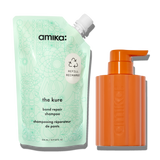 image of the kure bond repair shampoo 500 ml / 16.9 oz refill pouch and forever friend shampoo refillable bottle that fits 10 oz / 300 ml