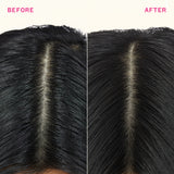 Before and after comparison of hair strands with visible difference.