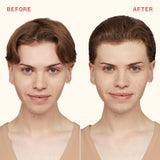 Before and after comparison of a person with a neutral background