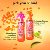 image of the wizard detangling primer and the silicone-free version. text reads, "pick your wizard. the wizard includes silicones to help smooth and add shine. the wizard silicone-free is infused with squalane to help protect from moisture loss." 