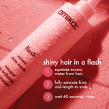 Amika instant shine mask with instructions on a red background