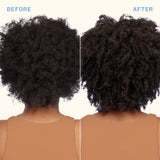 Before and after comparison of a person's hair with a neutral background