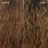 Before and after comparison of wavy hair strands.