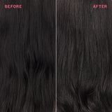 Before and after comparison of black hair strands with 'Before' on the left and 'After' on the right.