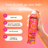 how to perk up your hair with perk up plus: 1. shake well, 2. spray 8 inches away from roots in a sweeping motion, 3. wait 30 seconds, 4. massage or brush through.