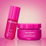 Pink amika:aqua hair and body product set on a pink background