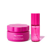 amika big embrace body butter and amika:aura hair + body mist against a cream background