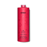 A tall bottle of Amika The Protector Color Protect & Strengthen Conditioner, featuring a vibrant pink-red label with black text and subtle line art patterns, set against a plain white background.