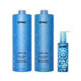 super-sized hydration set | hydro rush intense moisture shampoo, conditioner + dream routine overnight mask