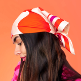 model wearing hair scarf