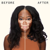 model before and after using amika blockade heat defense serum